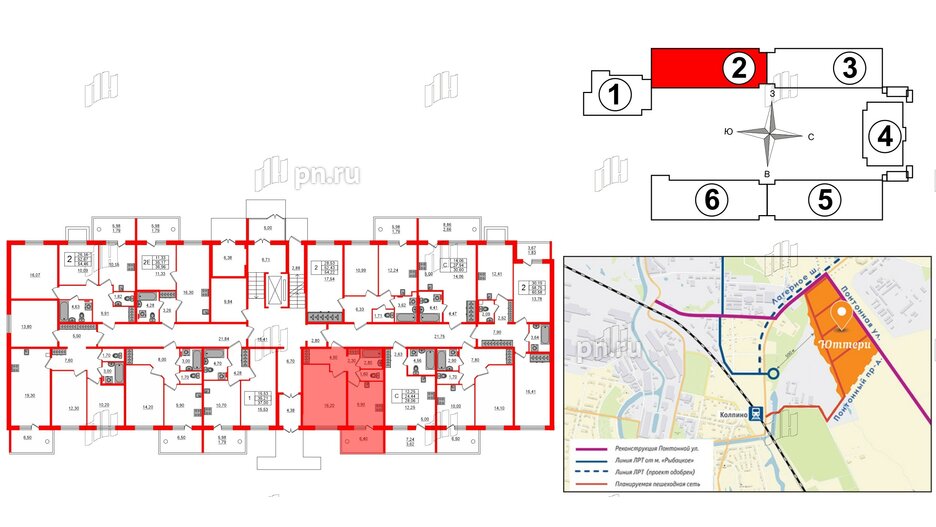 Квартира в ЖК «Юттери», 1 комнатная, 39.6 м², 1 этаж