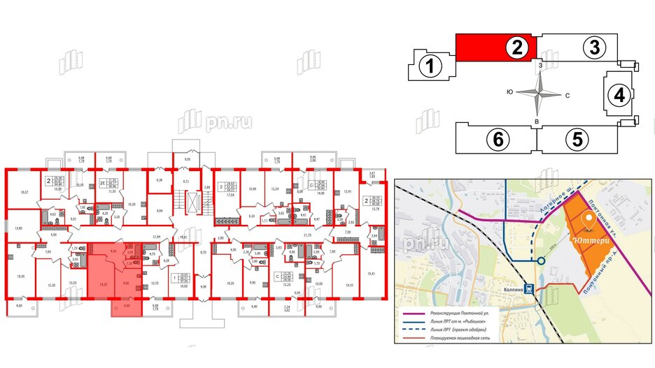 Квартира в ЖК «Юттери», 1 комнатная, 38.8 м², 1 этаж