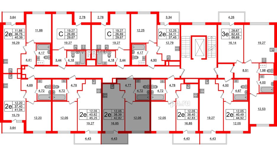 Квартира в ЖК ЯСНО.ЯНИНО, 1 комнатная, 38.39 м², 2 этаж