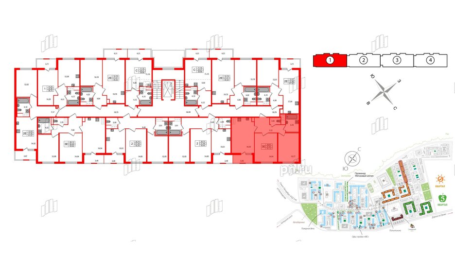 Квартира в ЖК ЯСНО.ЯНИНО, 2 комнатная, 57.67 м², 2 этаж