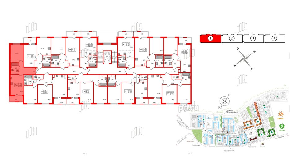 Квартира в ЖК ЯСНО.ЯНИНО, 1 комнатная, 37.6 м², 2 этаж