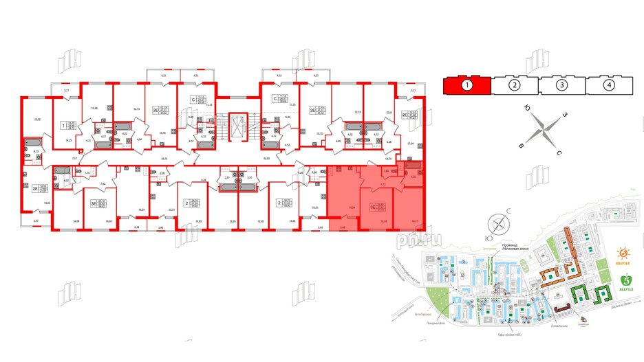 Квартира в ЖК ЯСНО.ЯНИНО, 2 комнатная, 57.67 м², 8 этаж