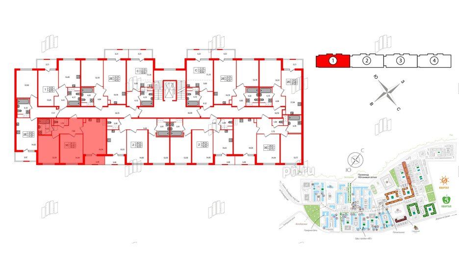 Квартира в ЖК ЯСНО.ЯНИНО, 2 комнатная, 56.46 м², 8 этаж