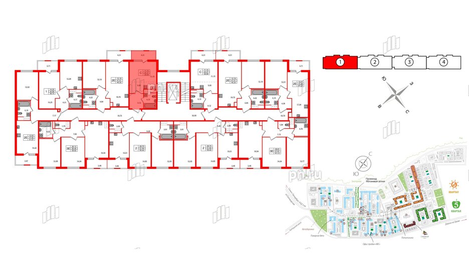 Квартира в ЖК ЯСНО.ЯНИНО, студия, 24.37 м², 6 этаж