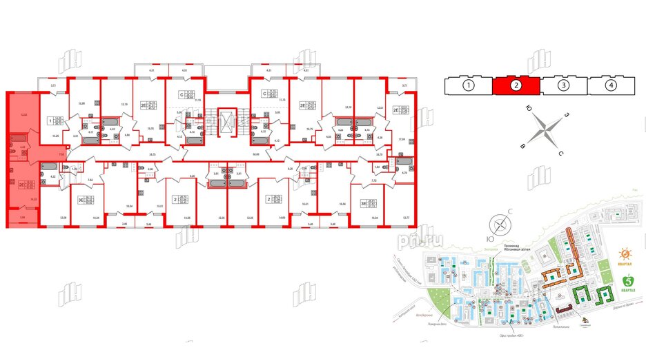 Квартира в ЖК ЯСНО.ЯНИНО, 1 комнатная, 37.98 м², 2 этаж