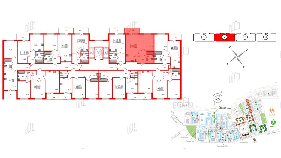 Квартира в ЖК ЯСНО.ЯНИНО, 1 комнатная, 41.01 м², 8 этаж