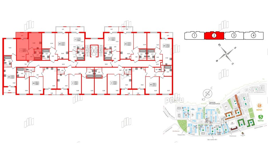 Квартира в ЖК ЯСНО.ЯНИНО, 1 комнатная, 34.99 м², 7 этаж