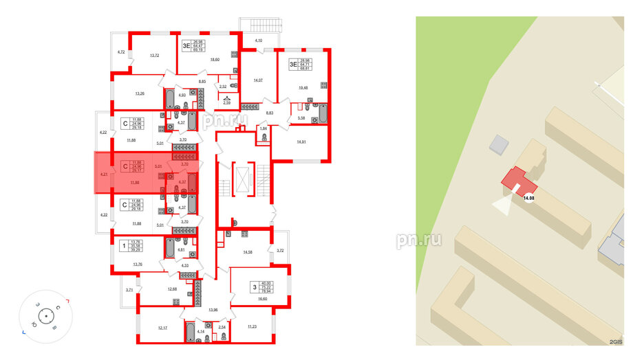 Квартира в ЖК ЯСНО.ЯНИНО, студия, 24.96 м², 1 этаж