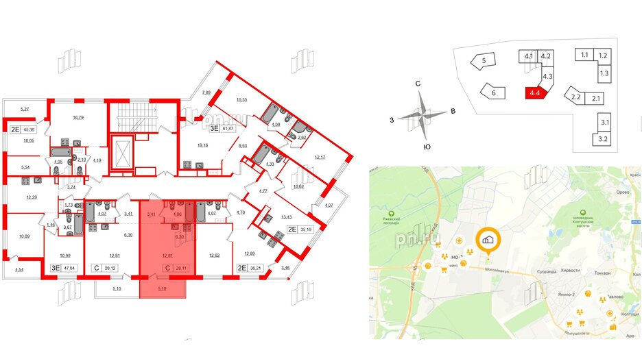 Квартира в ЖК «Янила», студия, 28.11 м², 8 этаж