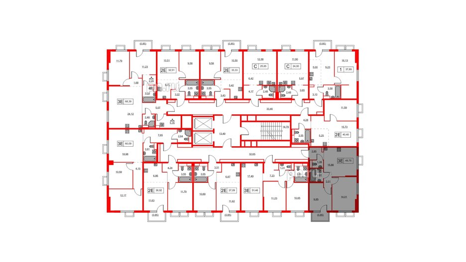 Квартира в ЖК Янинский Лес, 2 комнатная, 49.75 м², 3 этаж