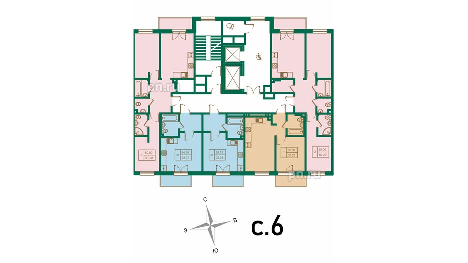 Квартира в ЖК ЛесArt, 1 комнатная, 36.21 м², 7 этаж