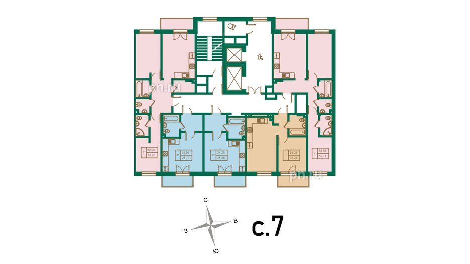 Квартира в ЖК ЛесArt, 1 комнатная, 36.21 м², 6 этаж