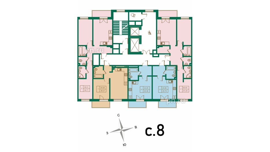 Квартира в ЖК ЛесArt, студия, 25.38 м², 5 этаж