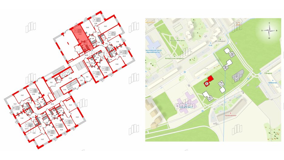 Квартира в ЖК VEREN NORT Сертолово, 2 комнатная, 49.77 м², 1 этаж