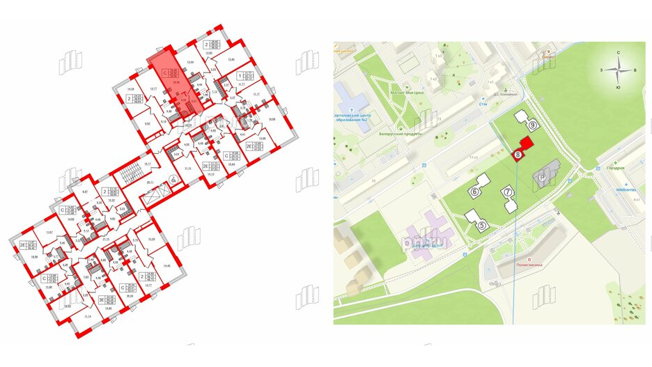 Квартира в ЖК VEREN NORT Сертолово, 1 комнатная, 41.03 м², 4 этаж