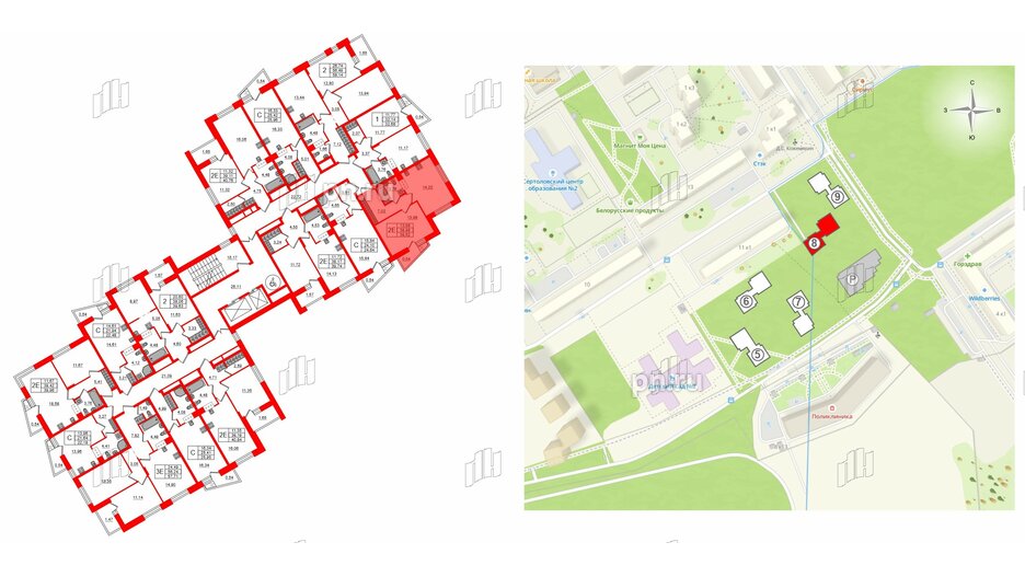 Квартира в ЖК VEREN NORT Сертолово, 1 комнатная, 32.68 м², 10 этаж