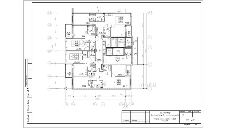 Квартира в ЖК Энфилд, 2 комнатная, 66.36 м², 2 этаж