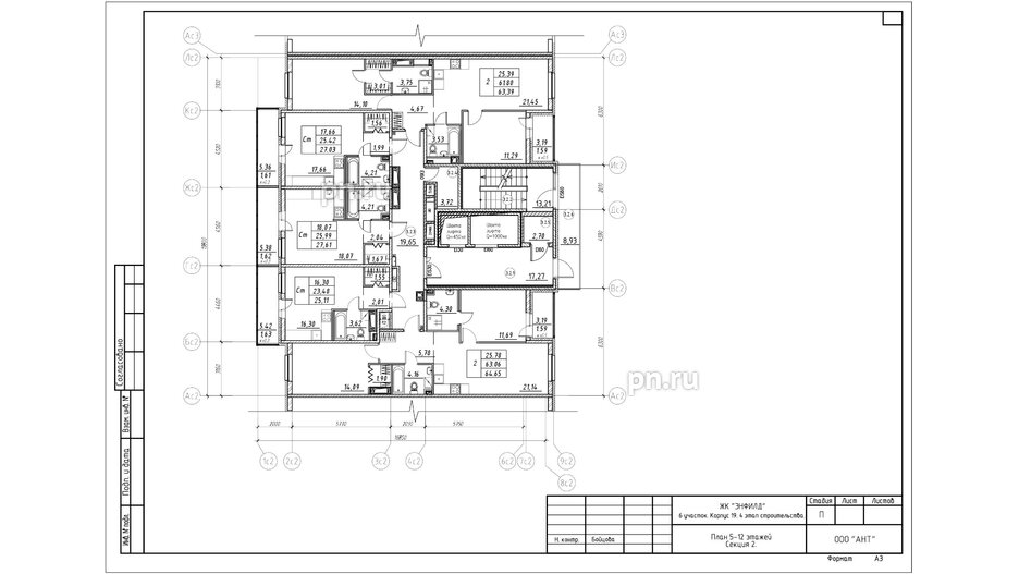 Квартира в ЖК Энфилд, 2 комнатная, 63.39 м², 8 этаж