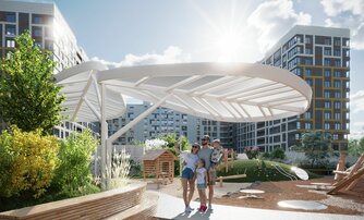 Квартира в ЖК Аквилон Leaves, 3 комнатная, 77 м², 1 этаж