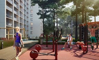 Апартаменты в ЖК «Морская Ривьера», студия, 38 м², -1 этаж