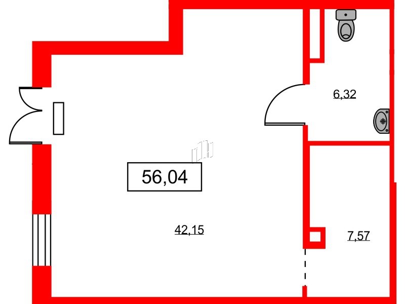 Помещение в ЖК ID Park Pobedy, 55.8 м², 1 этаж