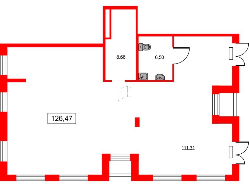 Помещение в ЖК ID Park Pobedy, 127.8 м², 1 этаж