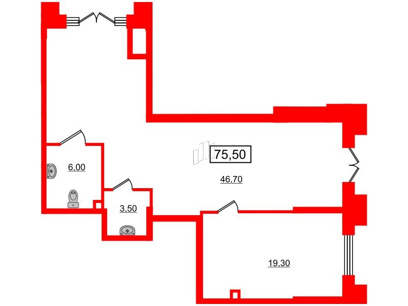 Помещение в ЖК Цивилизация на Неве, 73.5 м², 1 этаж