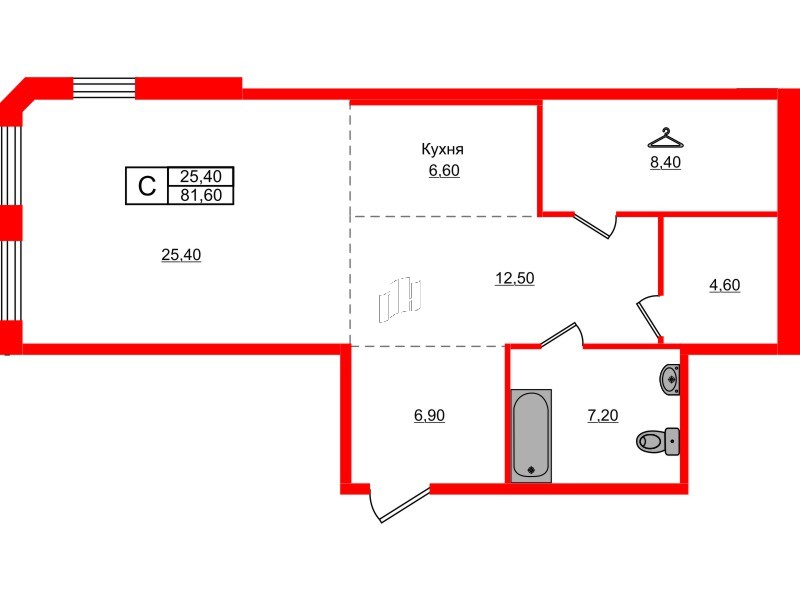 Квартира в ЖК AMO, студия, 81.6 м², 1 этаж