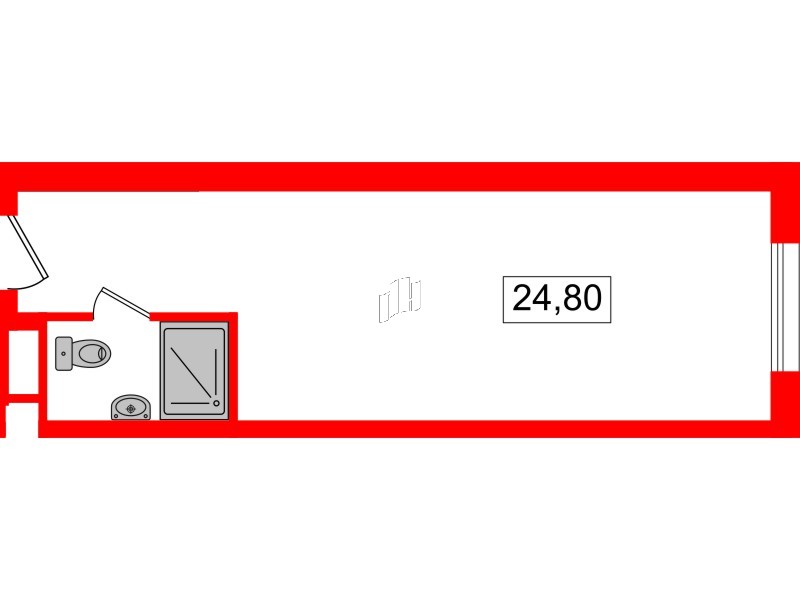 Планировка — Студия квартира, 24,4 м² в ЖК «Вертикаль на Московской (корп.1)»