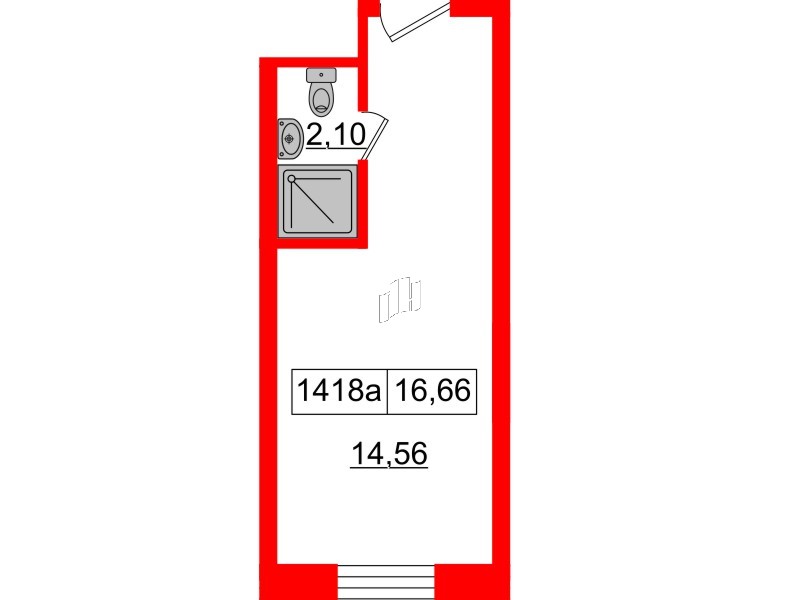 Планировка — Студия квартира, 16,8 м² в ЖК «Вертикаль на Лесной»