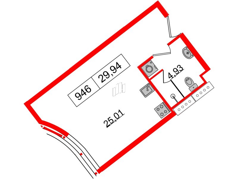 Апартаменты в ЖК Апарт-отель GloraX Заневский, студия, 29.94 м², 9 этаж