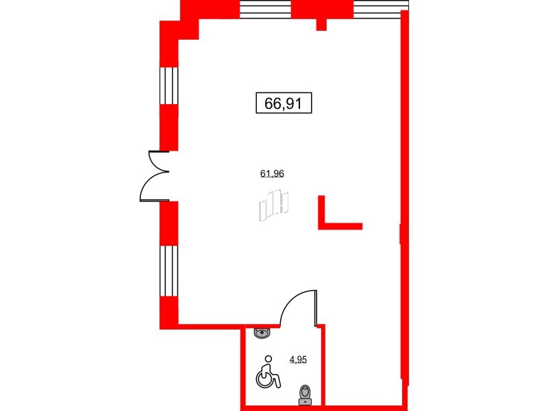 Помещение в ЖК ID Светлановский, 67 м², 1 этаж