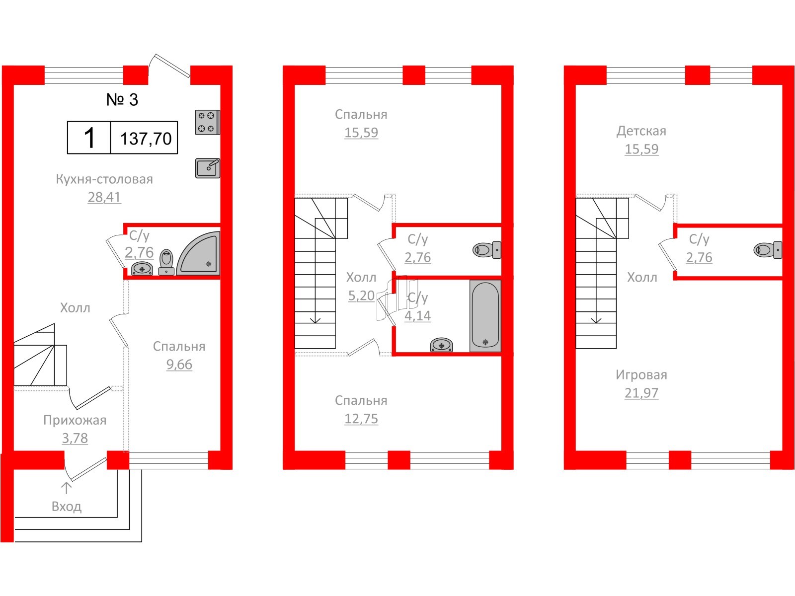 Квартира в ЖК Алгоритм.Стрельна, 1 комнатная, 137.8 м², 1 этаж