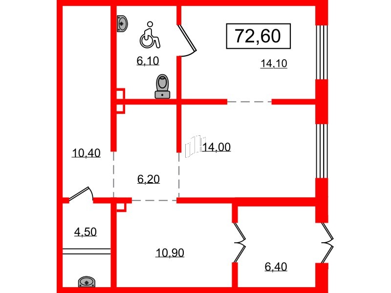 Помещение в ЖК Заповедный парк, 71.5 м², 1 этаж