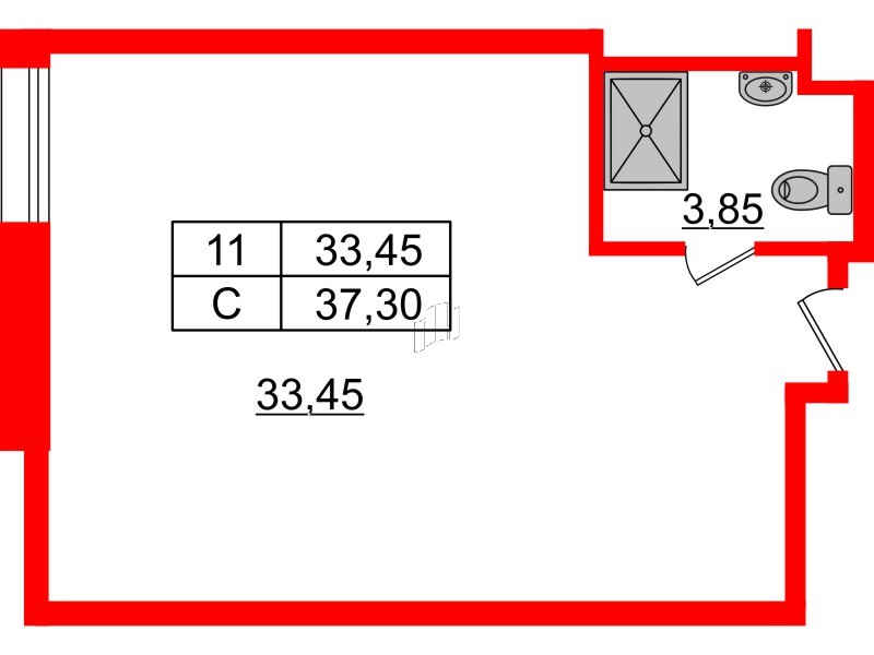 Апартаменты в ЖК Апарт-отель Well , студия, 37.38 м², 7 этаж