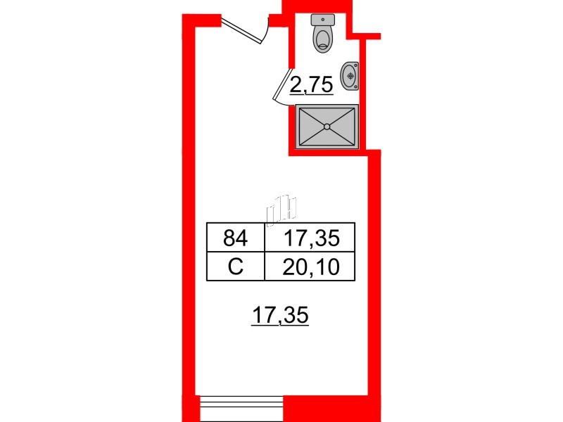 Апартаменты в ЖК Апарт-отель Well , студия, 20.16 м², 4 этаж