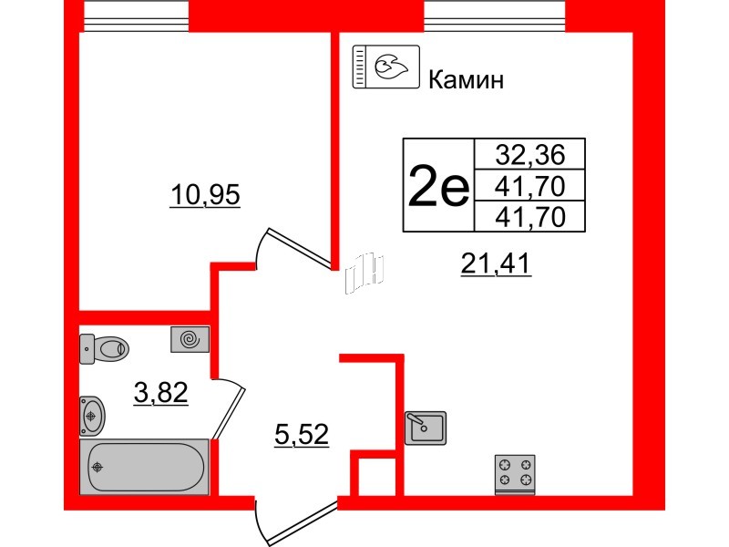 Апартаменты в ЖК «Зум Черная речка», 1 комнатные, 41.7 м², 13 этаж