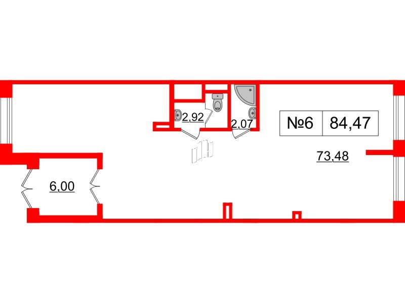 Помещение в ЖК ЦДС Parkolovo, 84.47 м², 1 этаж