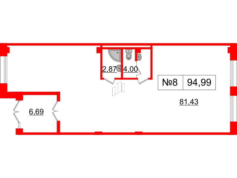 Помещение в ЖК ЦДС Parkolovo, 94.99 м², 1 этаж