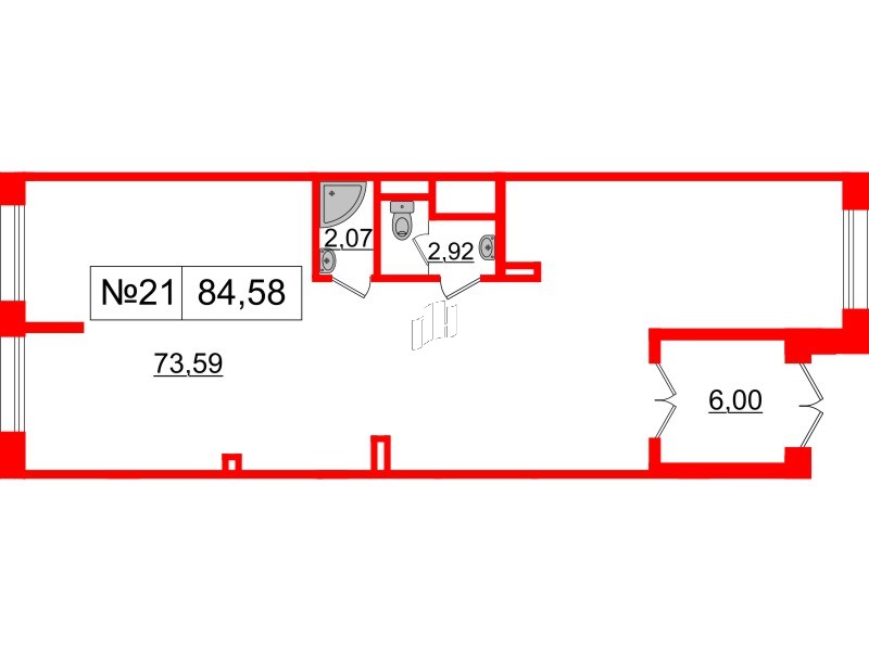 Помещение в ЖК ЦДС Parkolovo, 84.58 м², 1 этаж
