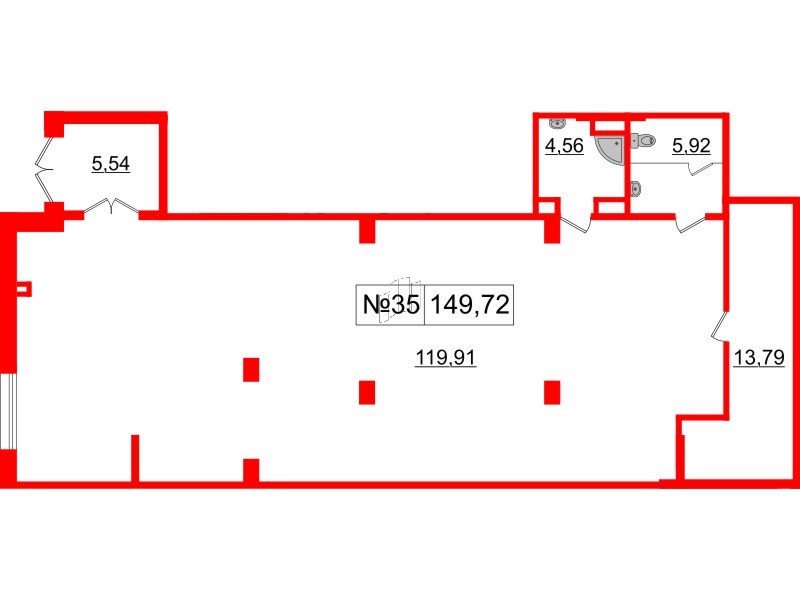 Помещение в ЖК ЦДС Parkolovo, 149.72 м², 1 этаж