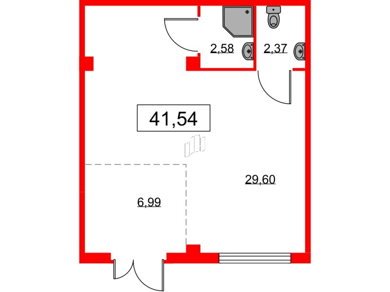 Помещение в ЖК Любоград, 41.54 м², 1 этаж