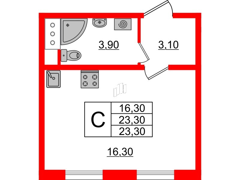 Квартира в ЖК Ржевский парк, студия, 23.3 м², 5 этаж