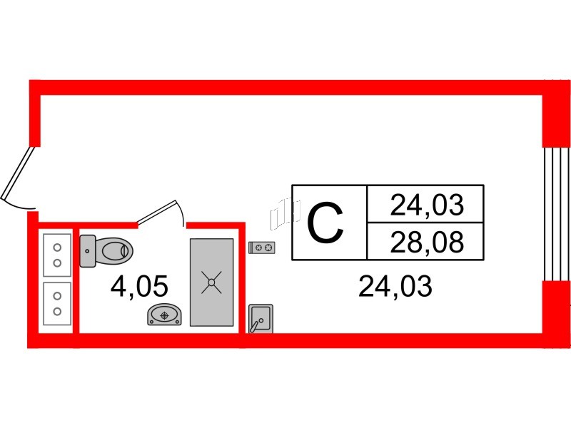 Апартаменты в ЖК Ladozhsky Avenir, студия, 28.08 м², 11 этаж