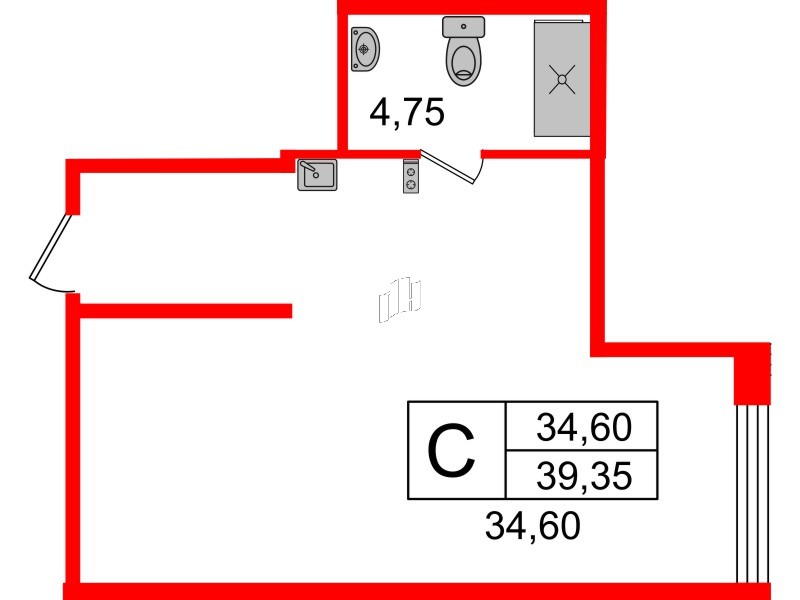 Апартаменты в ЖК Ladozhsky Avenir, студия, 39.35 м², 8 этаж