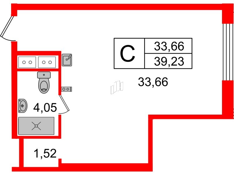 Апартаменты в ЖК Ladozhsky Avenir, студия, 39.23 м², 7 этаж