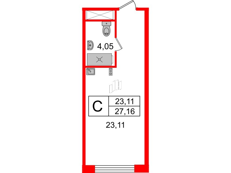 Апартаменты в ЖК Ladozhsky Avenir, студия, 27.16 м², 10 этаж