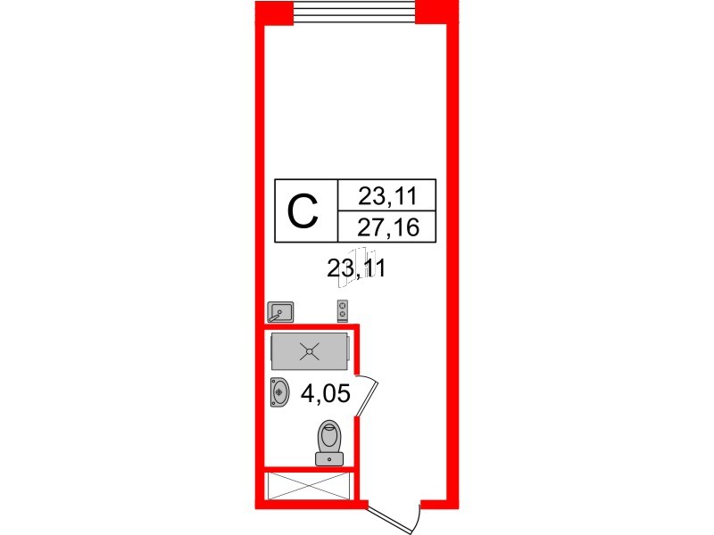 Апартаменты в ЖК Ladozhsky Avenir, студия, 27.16 м², 10 этаж