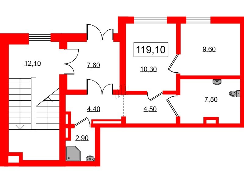Помещение в ЖК Ручьи, 119.1 м², 1 этаж