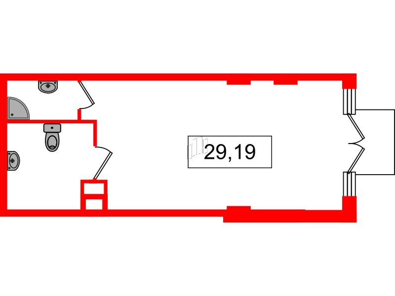 Помещение в ЖК Дворцовый фасад коммерческое, 29.6 м², 1 этаж